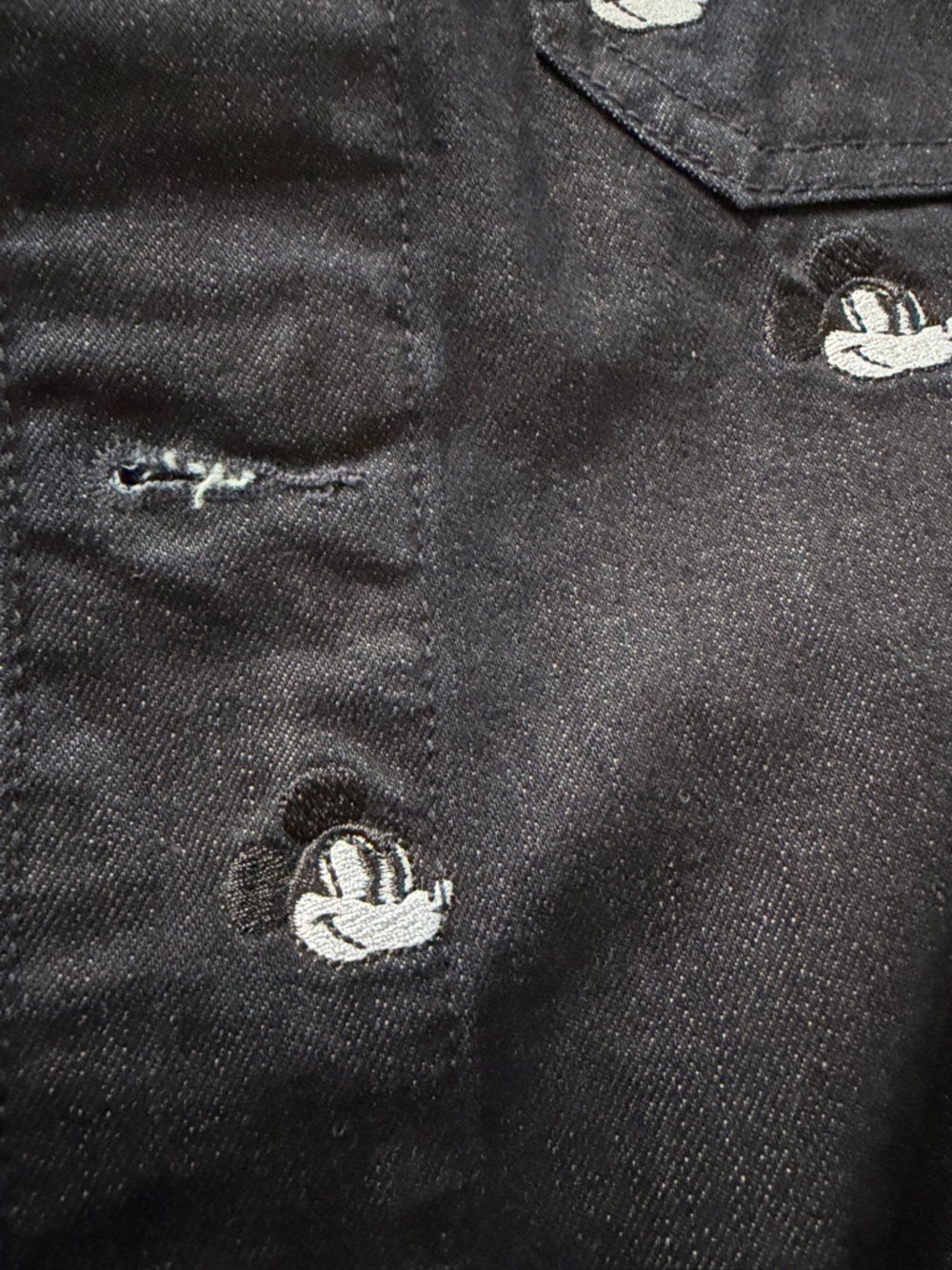 Men's Disney Mickey Black Embroidered Cotton Jacket - Picture 6 of 7